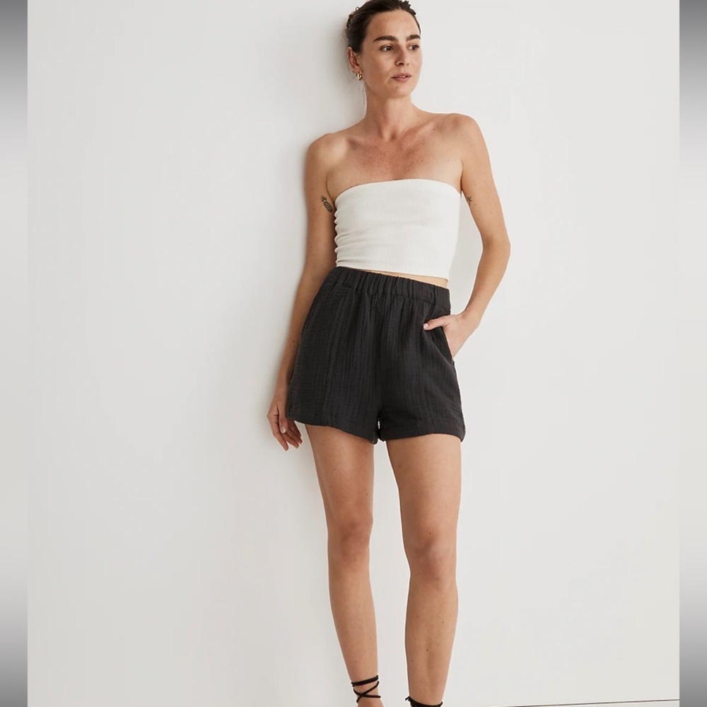 NWT Madewell Lightspun Easy Pull-On Shorts in Black Coal XS